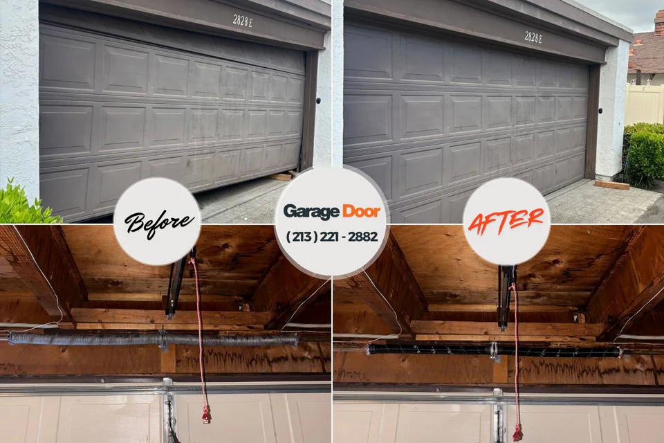 Before and after: garage door repair Enhaut, PA